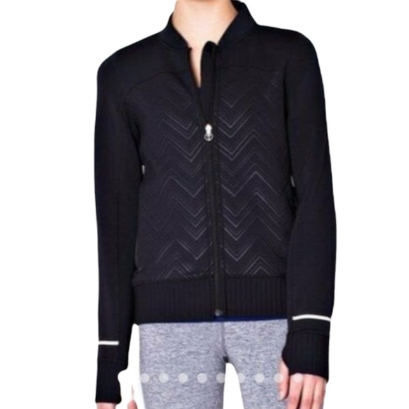 Ivivva Girls Black Chevron Warp Speed Outer Space Reflective Jacket 12 - Picture 1 of 15